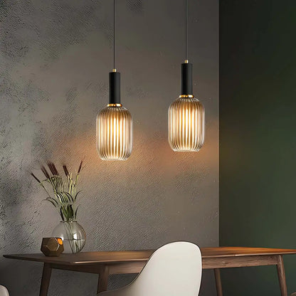 Antizer Nordic Vintage Glass Striped Pendeant Light