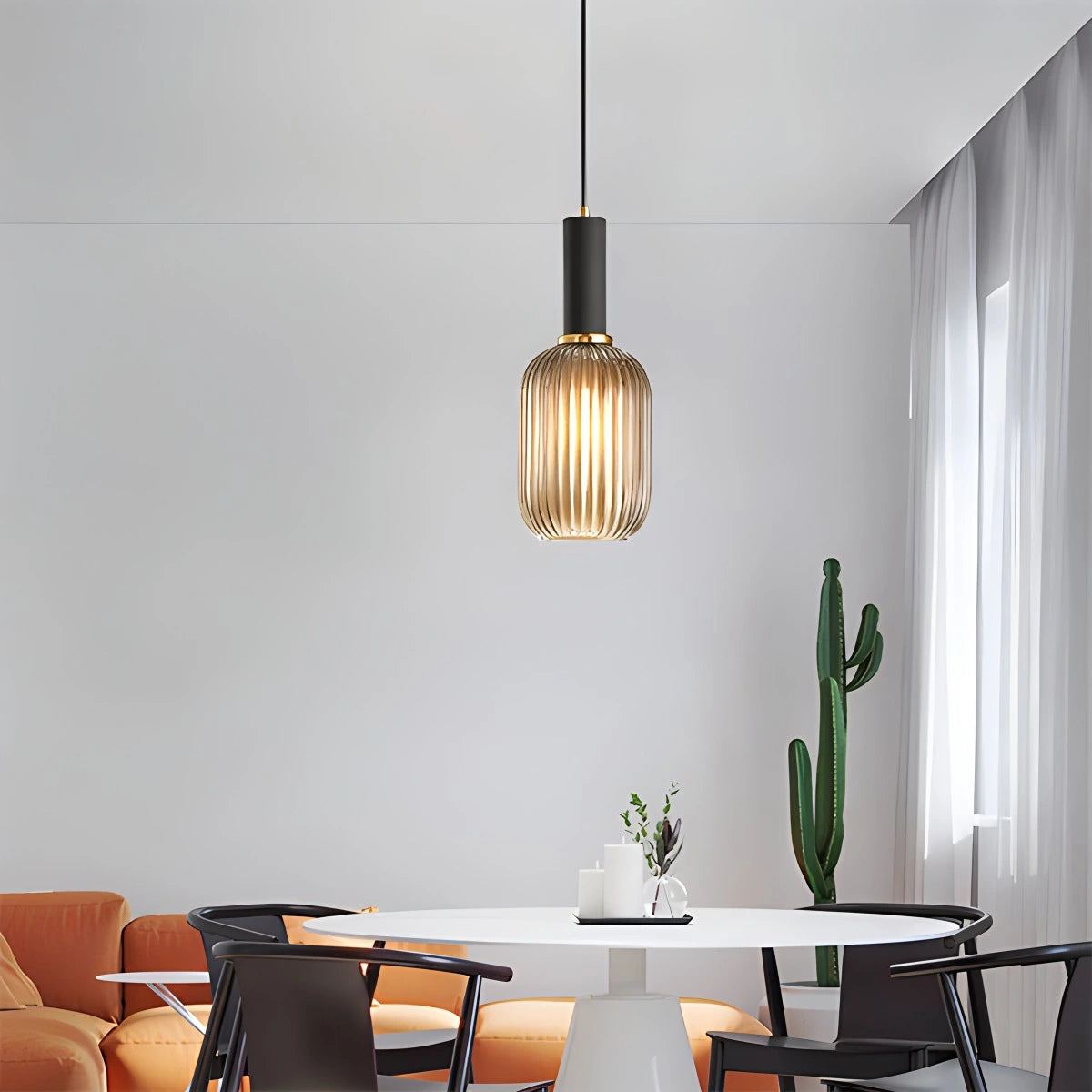 Antizer Nordic Vintage Glass Striped Pendeant Light