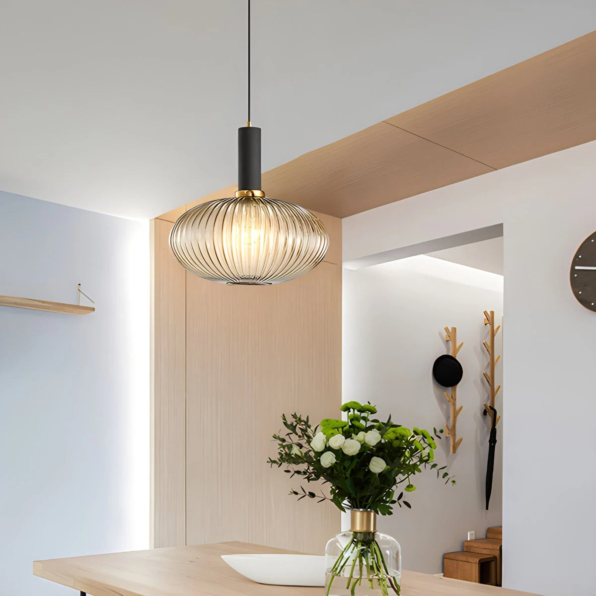 Antizer Nordic Vintage Glass Striped Pendeant Light