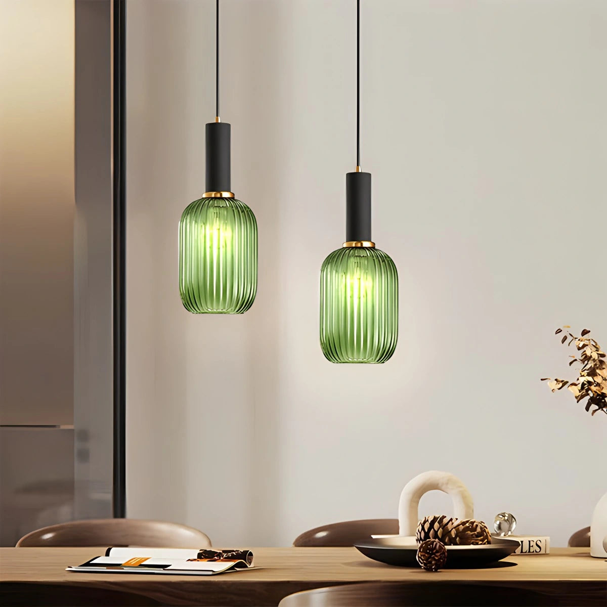 Antizer Nordic Vintage Glass Striped Pendeant Light