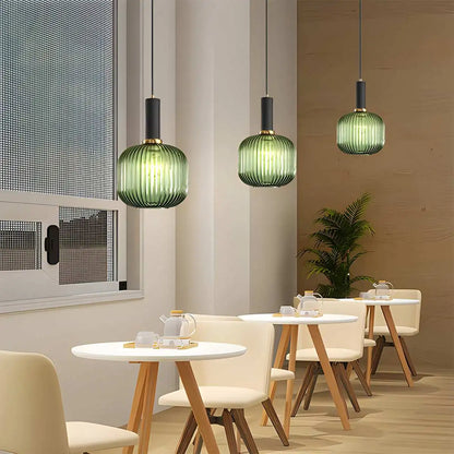 Antizer Nordic Vintage Glass Striped Pendeant Light