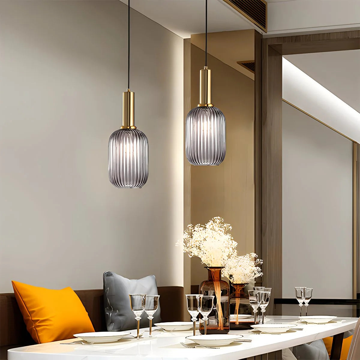 Antizer Nordic Vintage Glass Striped Pendeant Light