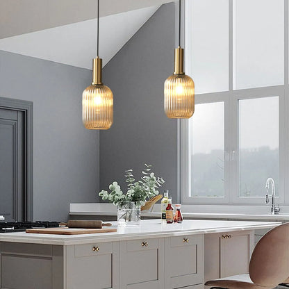 Antizer Nordic Vintage Glass Striped Pendeant Light