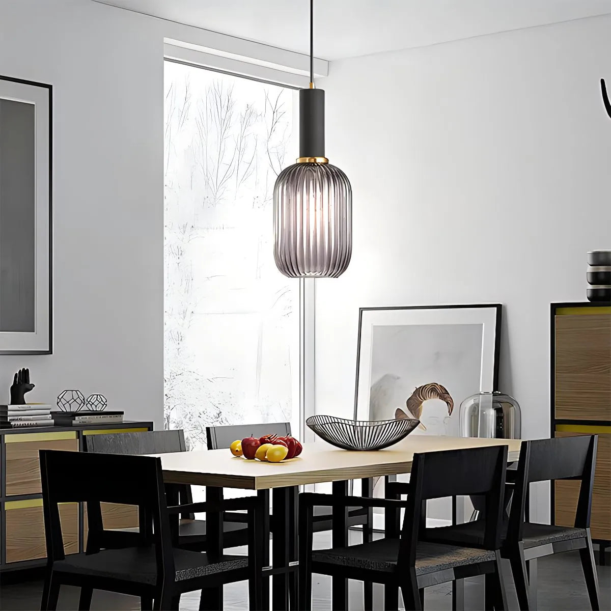 Antizer Nordic Vintage Glass Striped Pendeant Light