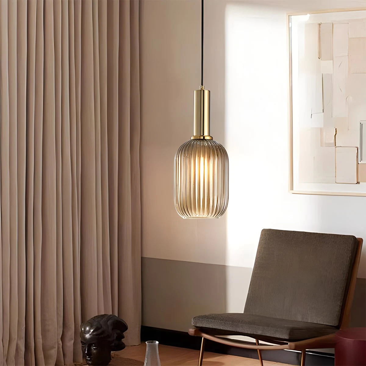 Antizer Nordic Vintage Glass Striped Pendeant Light