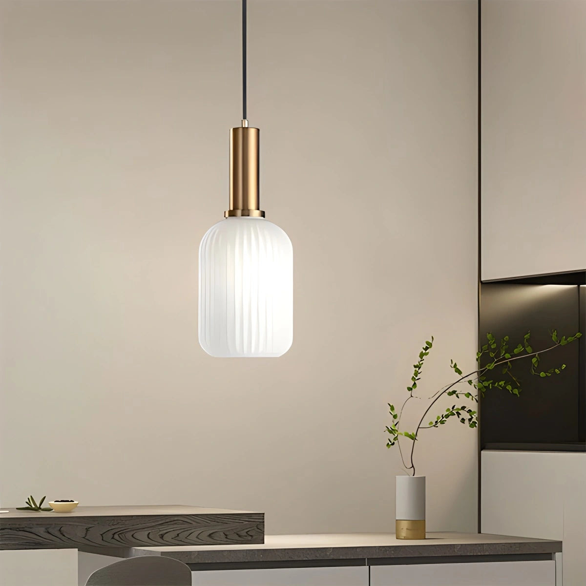 Antizer Nordic Vintage Glass Striped Pendeant Light
