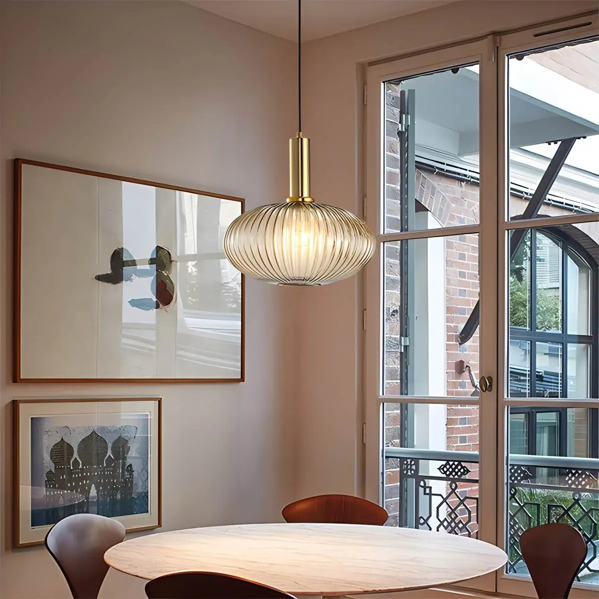 Antizer Nordic Vintage Glass Striped Pendeant Light