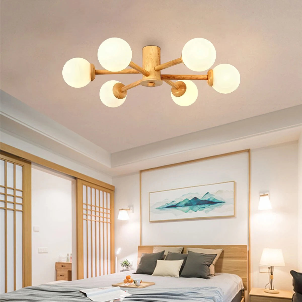 Antizer Nordic Wooden Dining Room Ceiling Light