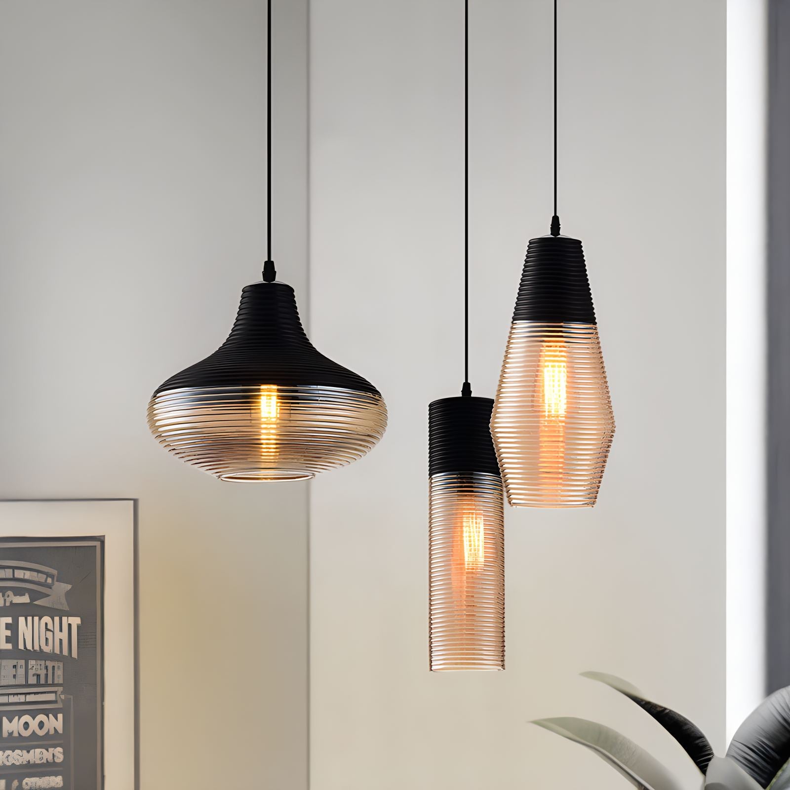 Industrial Style Glass Pendant Light