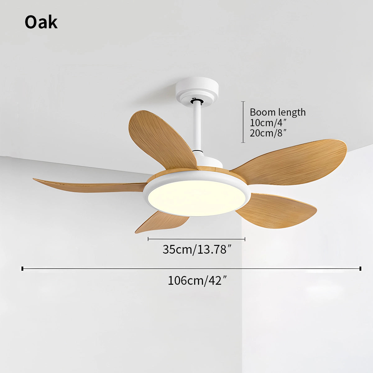 Antizer 5-Blade Wood Ceiling Fan with Light for Living Room