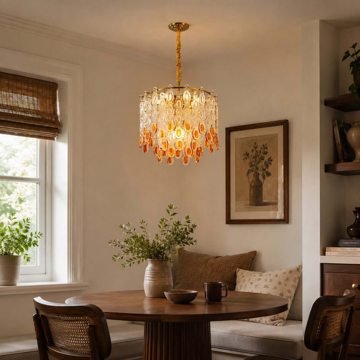 Antizer Layered Art Round Sculptural Glass Chandelier