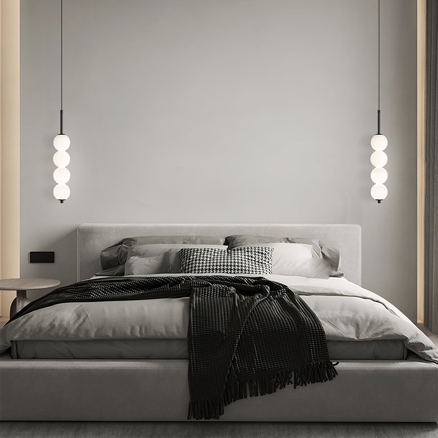 Modern Orbet LED Pendant Lamp with Stacked Milk Glass Orbs & Brass/Black Finish
