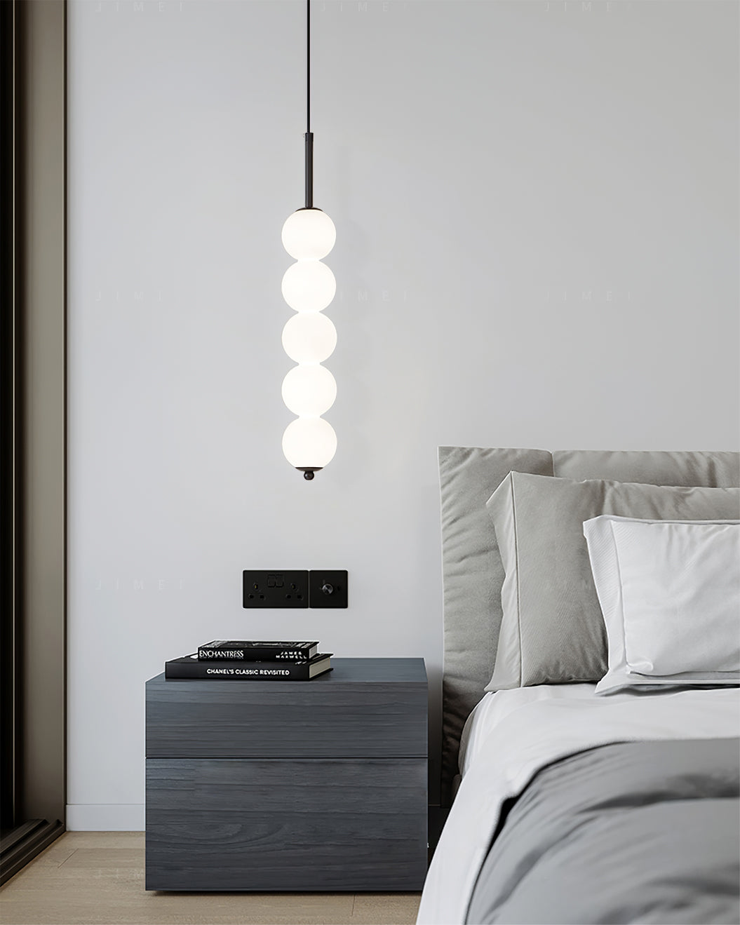 Modern Orbet LED Pendant Lamp with Stacked Milk Glass Orbs & Brass/Black Finish