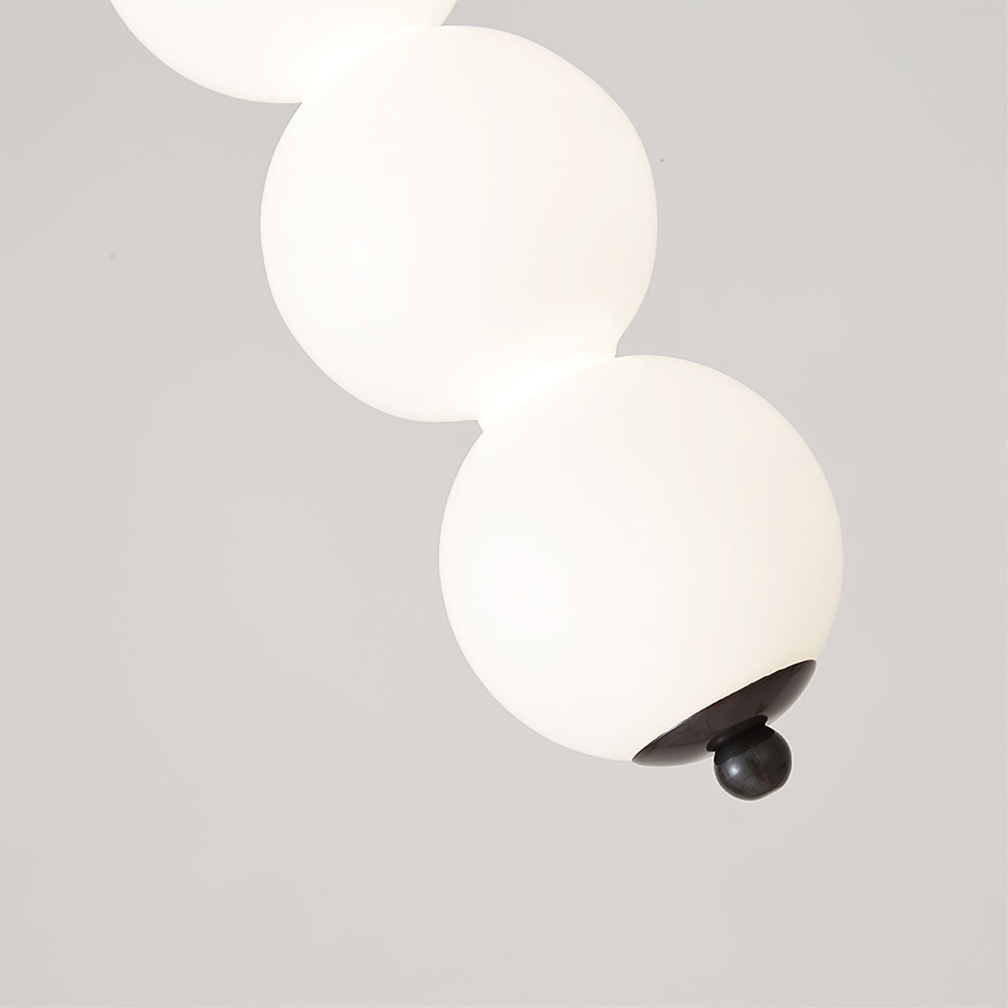 Modern Orbet LED Pendant Lamp with Stacked Milk Glass Orbs & Brass/Black Finish