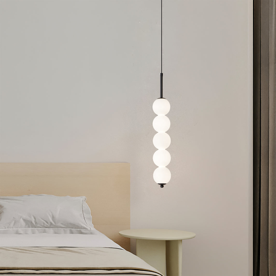 Modern Orbet LED Pendant Lamp with Stacked Milk Glass Orbs & Brass/Black Finish