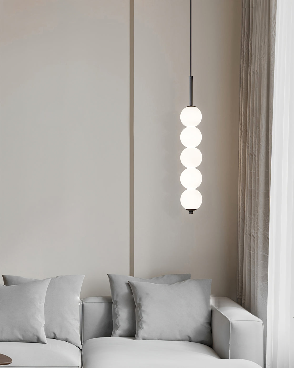 Modern Orbet LED Pendant Lamp with Stacked Milk Glass Orbs & Brass/Black Finish