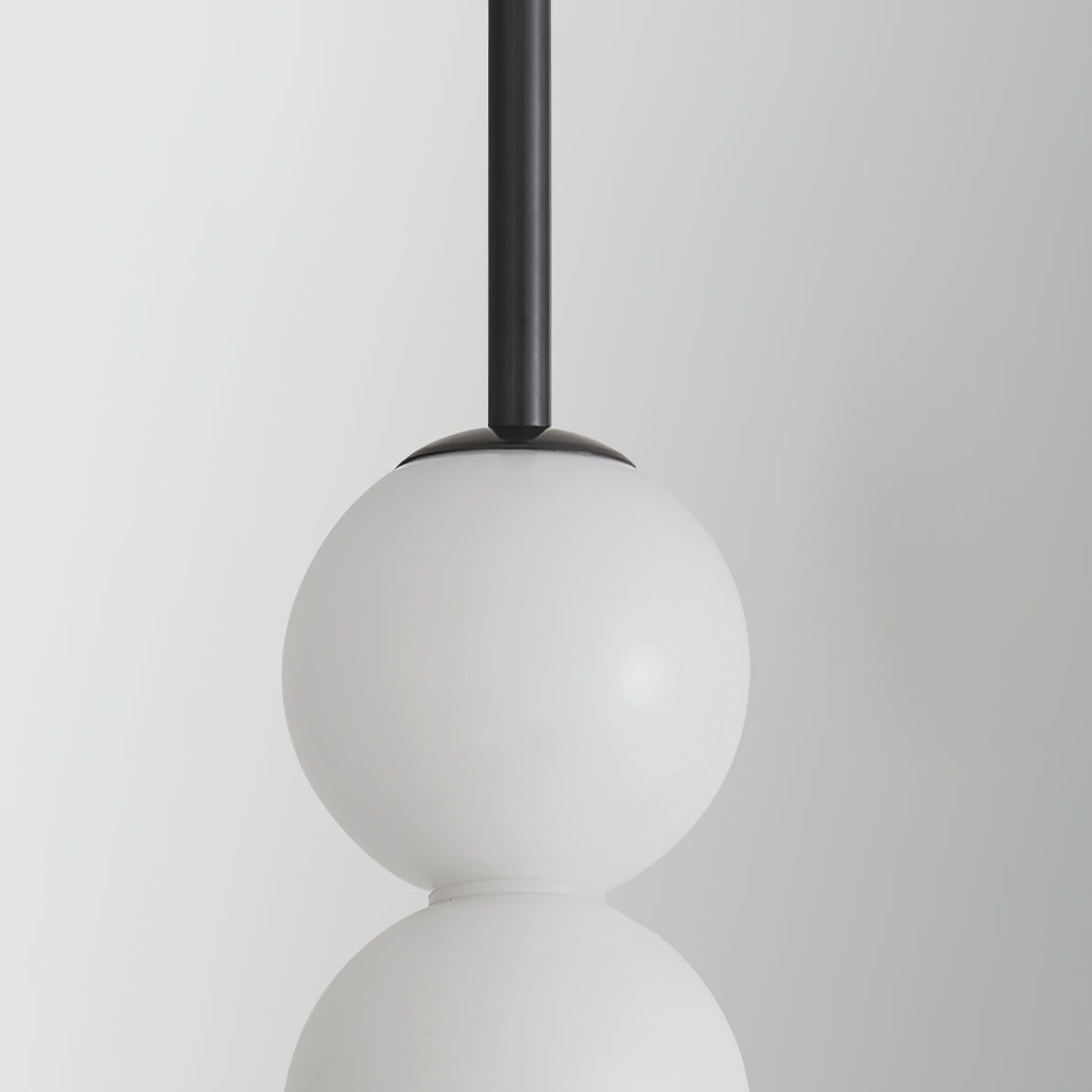 Modern Orbet LED Pendant Lamp with Stacked Milk Glass Orbs & Brass/Black Finish