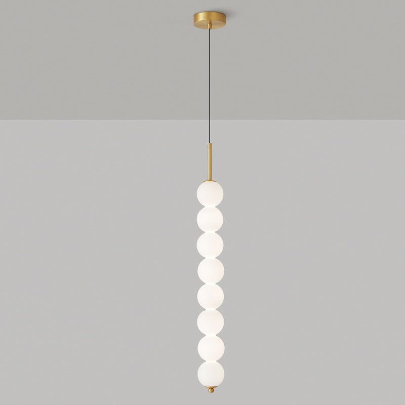 Modern Orbet LED Pendant Lamp with Stacked Milk Glass Orbs & Brass/Black Finish