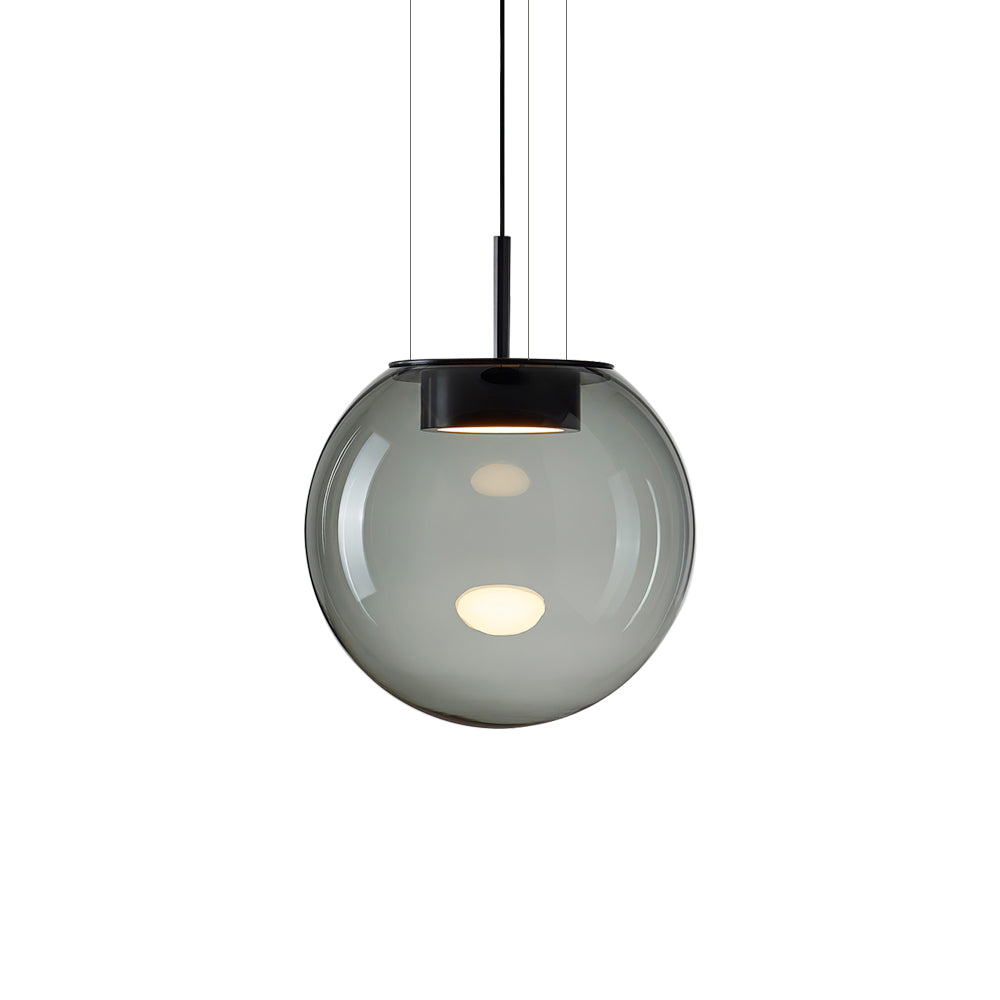 Modern Orbis Handblown Smoke Glass LED Pendant Lamp with Metal Fixture