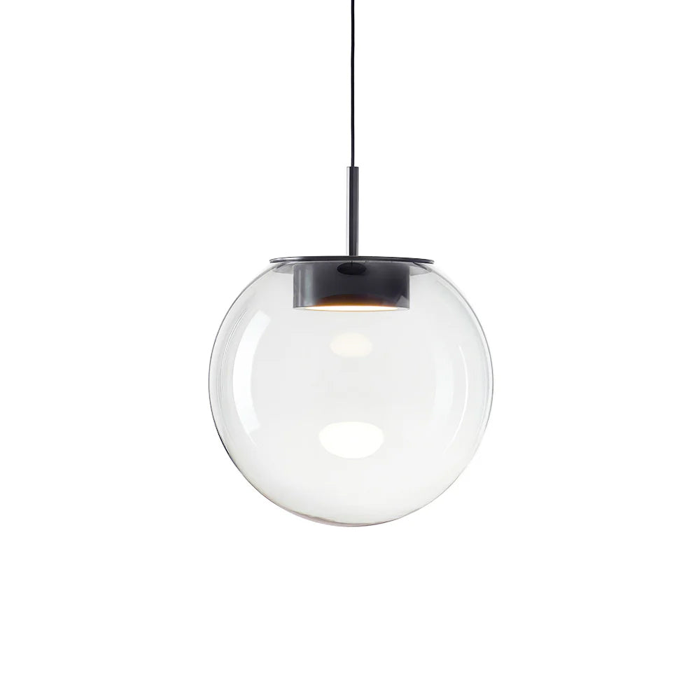 Modern Orbis Handblown Smoke Glass LED Pendant Lamp with Metal Fixture