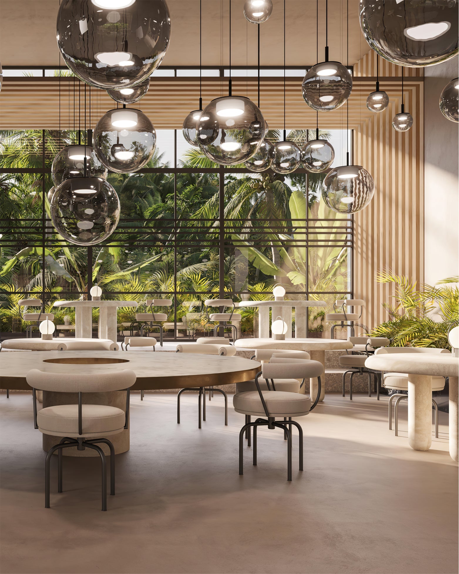 Modern Orbis Handblown Smoke Glass LED Pendant Lamp with Metal Fixture