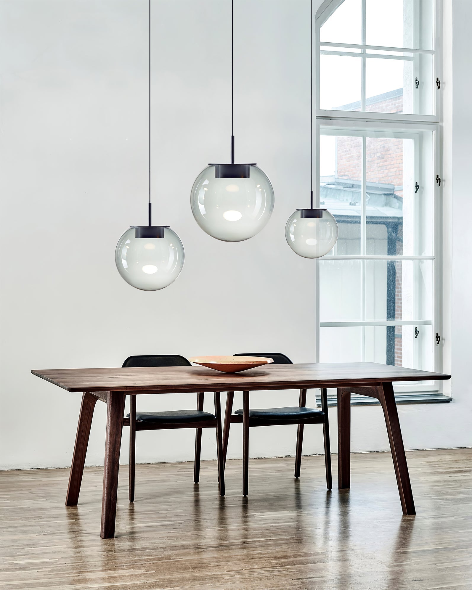 Modern Orbis Handblown Smoke Glass LED Pendant Lamp with Metal Fixture