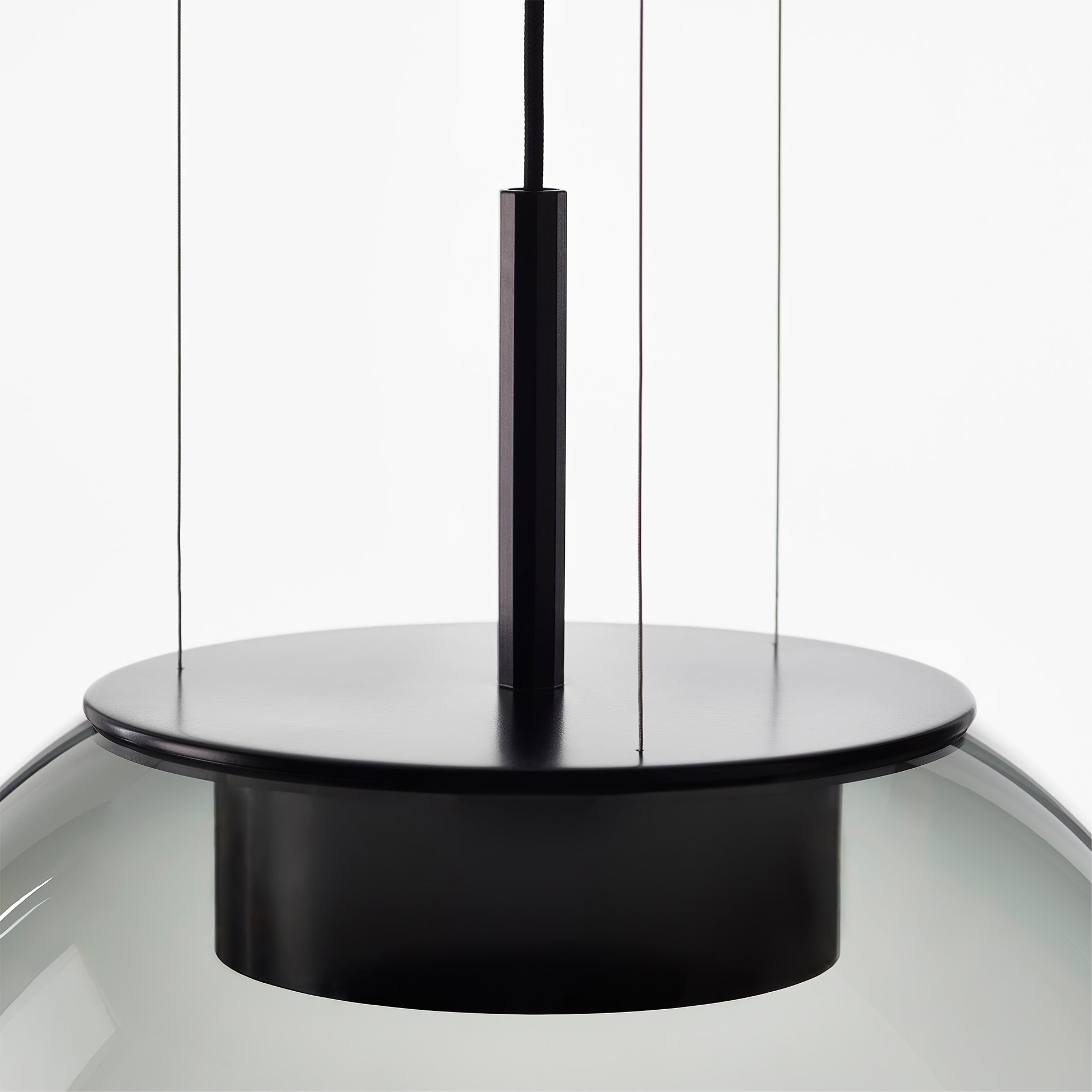 Modern Orbis Handblown Smoke Glass LED Pendant Lamp with Metal Fixture