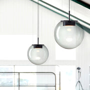 Modern Orbis Handblown Smoke Glass LED Pendant Lamp with Metal Fixture