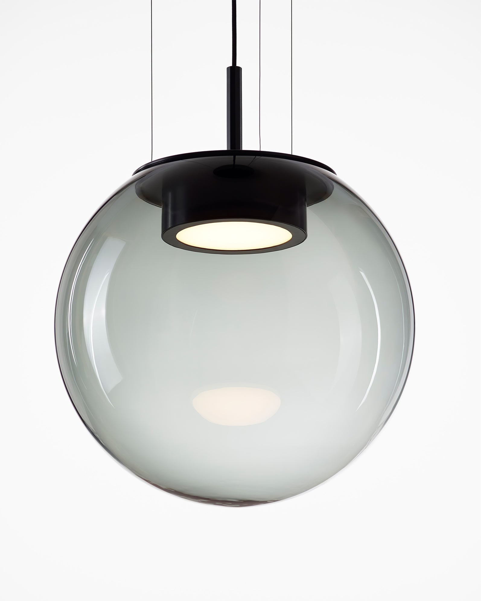 Modern Orbis Handblown Smoke Glass LED Pendant Lamp with Metal Fixture