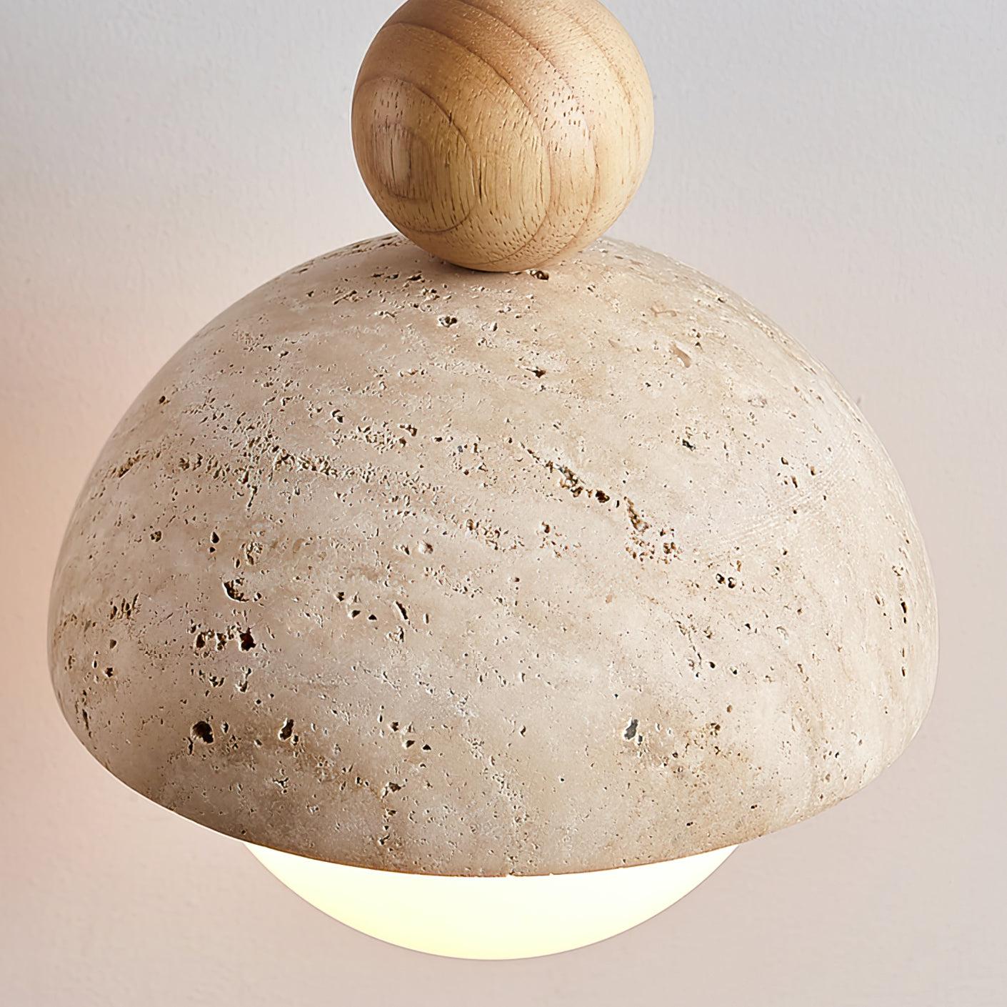 Palermo Travertine Glass Wood Pendant Light - Modern Elegant Ceiling Fixture