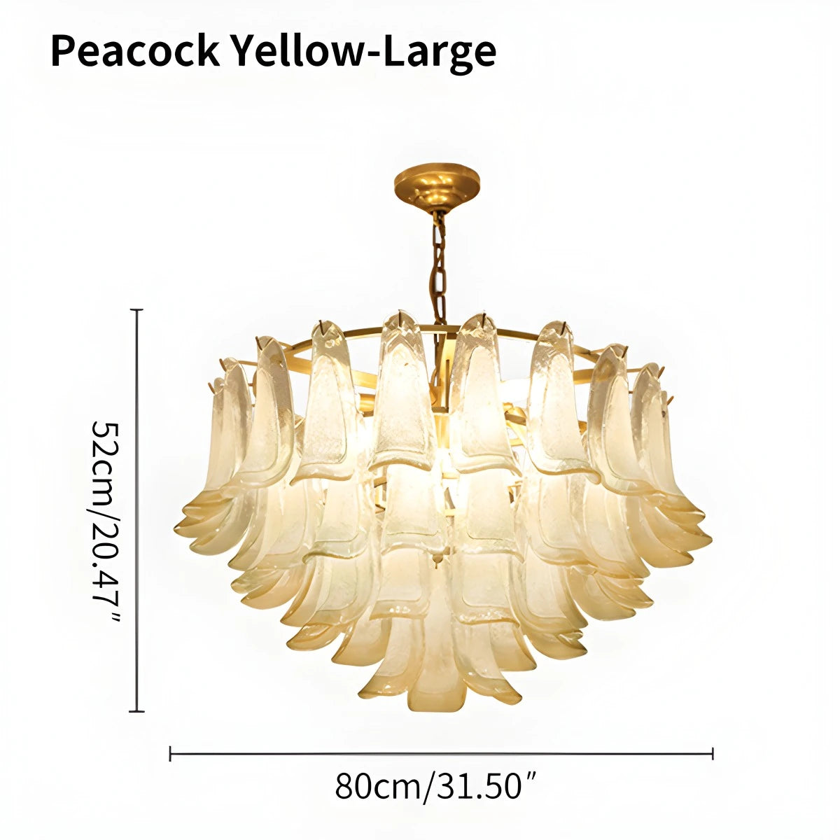 Antizer Gold Tiered Green Glass Chandelier for High Ceiling