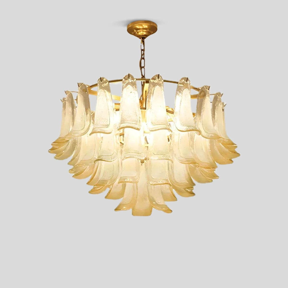 Antizer Gold Tiered Green Glass Chandelier for High Ceiling