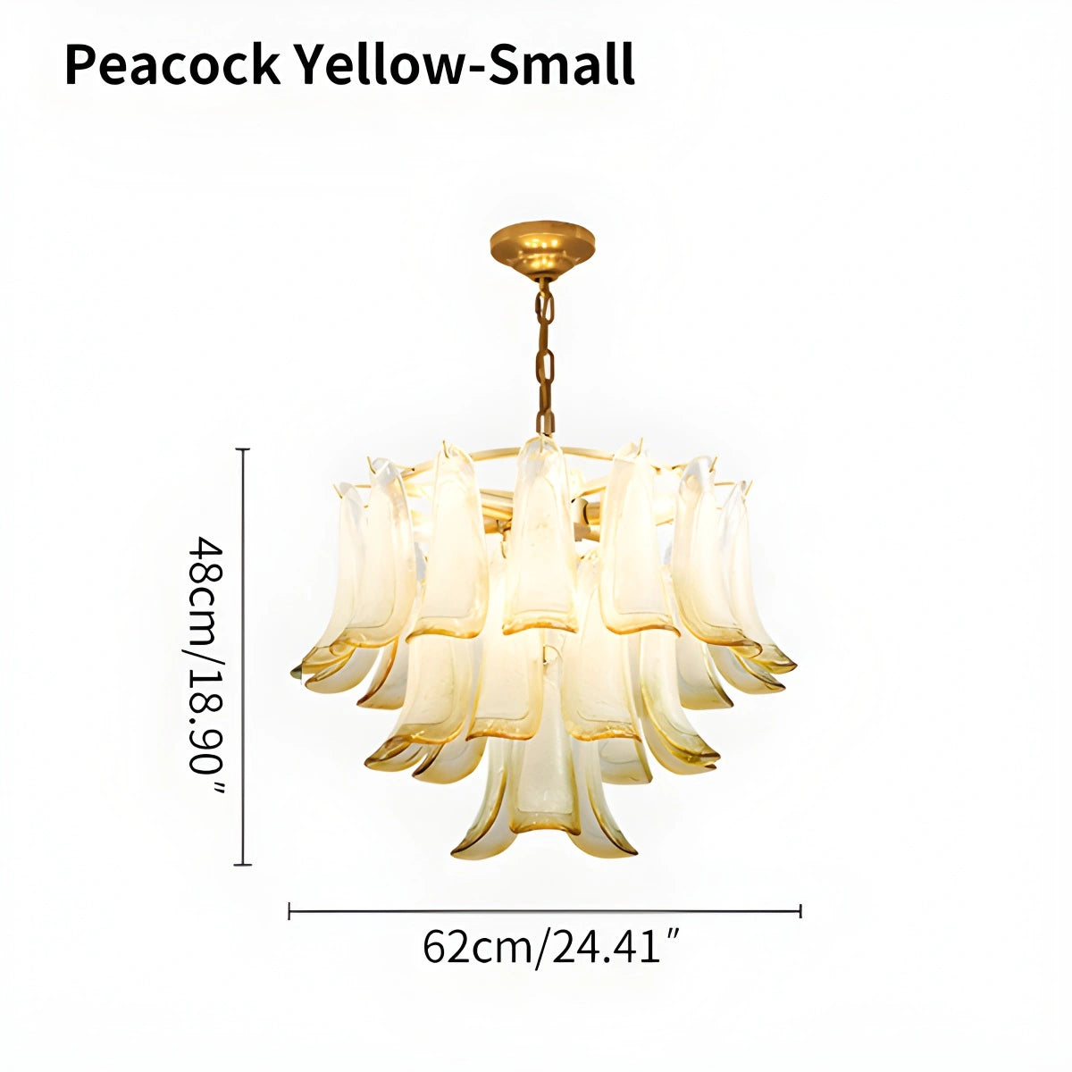 Antizer Gold Tiered Green Glass Chandelier for High Ceiling