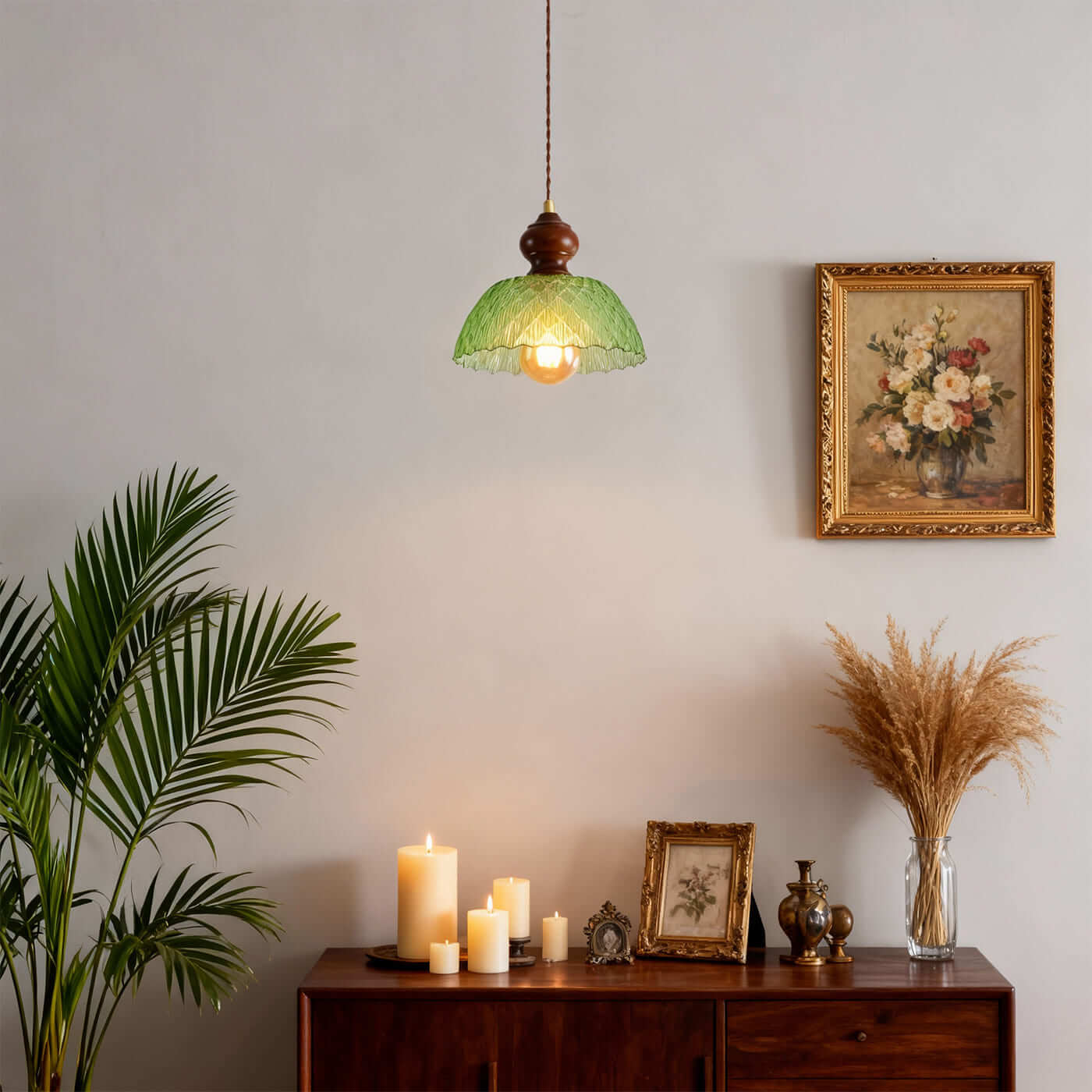 Antizer French Retro Art Glass Pendant Light