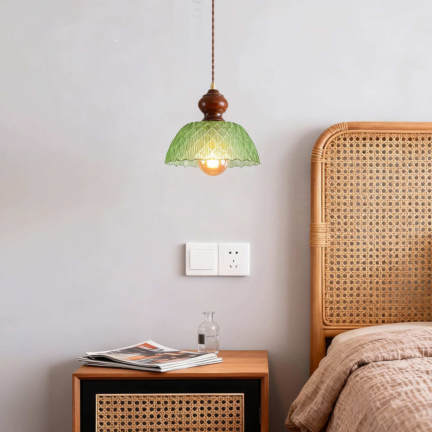 Antizer French Retro Art Glass Pendant Light