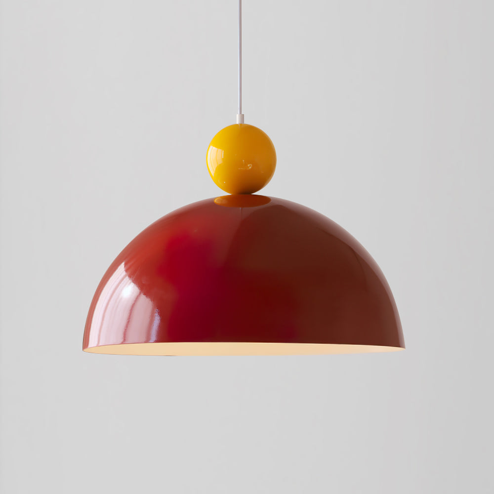 Posa Modern Minimalist Metal Pendant Lamp, Elegant Gold Finish, Colorful Orb Accent