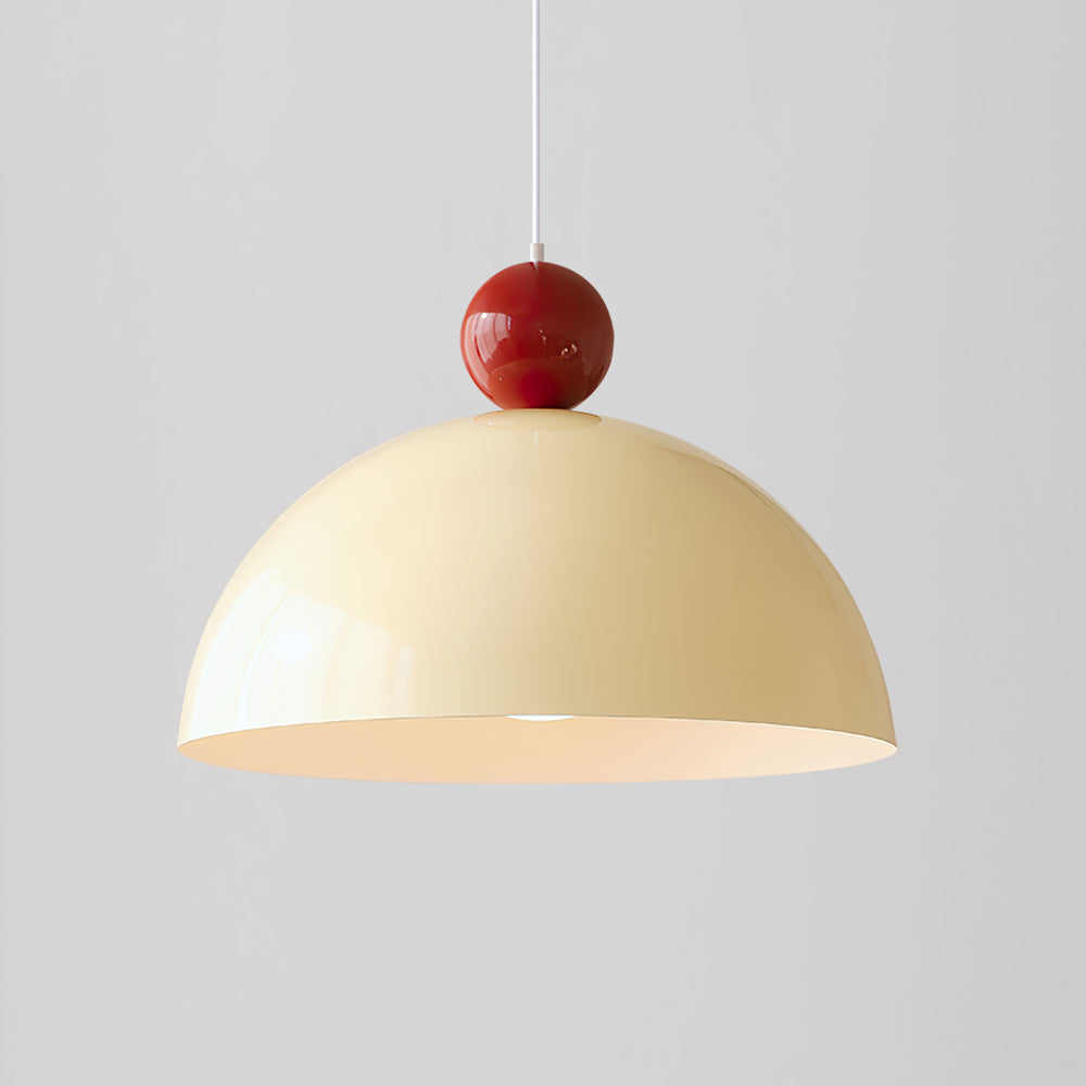 Posa Modern Minimalist Metal Pendant Lamp, Elegant Gold Finish, Colorful Orb Accent