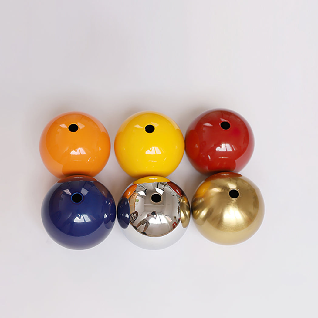 Posa Modern Minimalist Metal Pendant Lamp, Elegant Gold Finish, Colorful Orb Accent