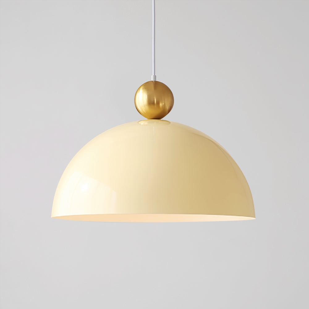 Posa Modern Minimalist Metal Pendant Lamp, Elegant Gold Finish, Colorful Orb Accent