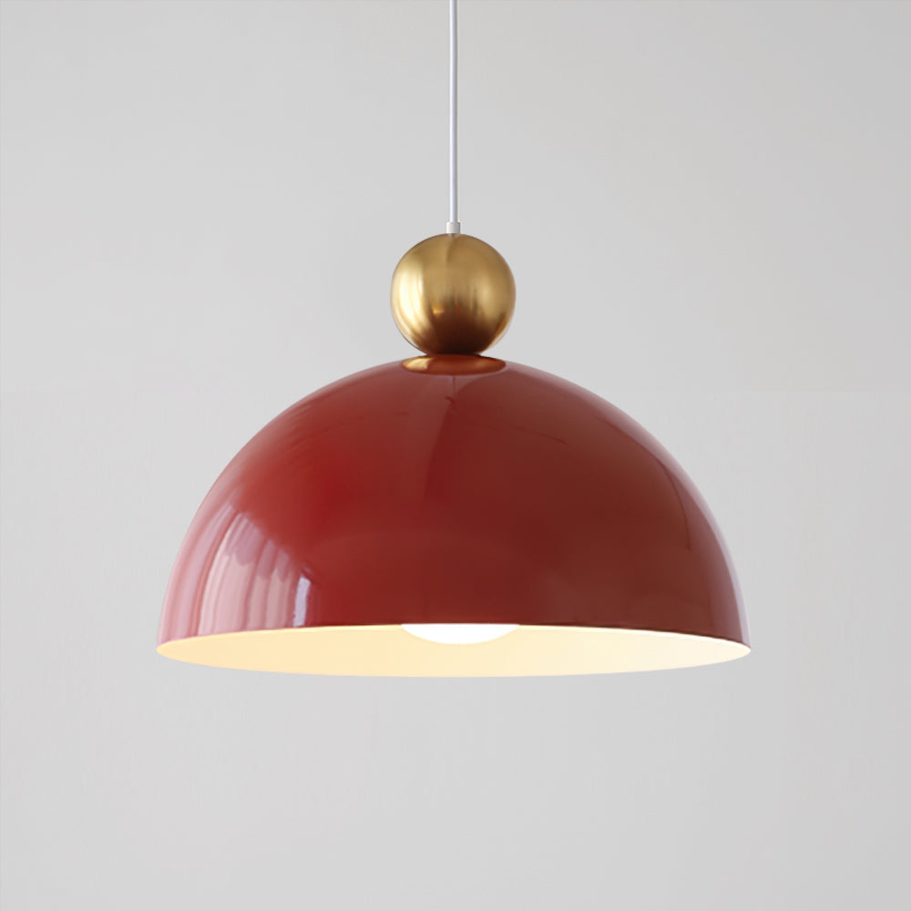 Posa Modern Minimalist Metal Pendant Lamp, Elegant Gold Finish, Colorful Orb Accent