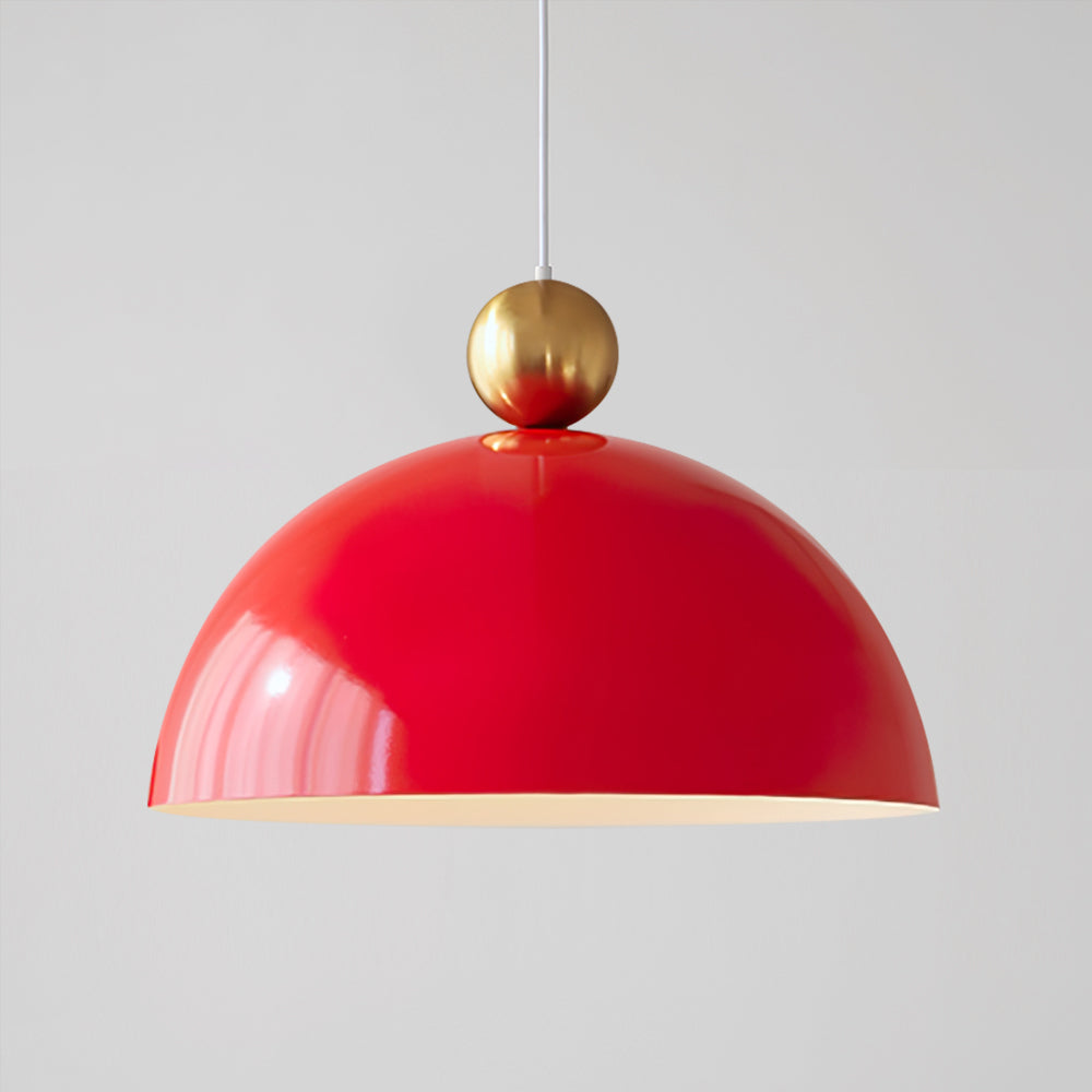Posa Modern Minimalist Metal Pendant Lamp, Elegant Gold Finish, Colorful Orb Accent