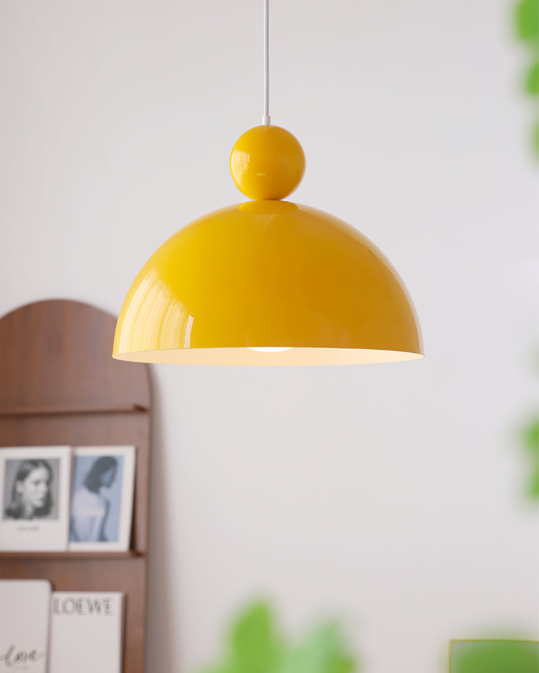 Posa Modern Minimalist Metal Pendant Lamp, Elegant Gold Finish, Colorful Orb Accent