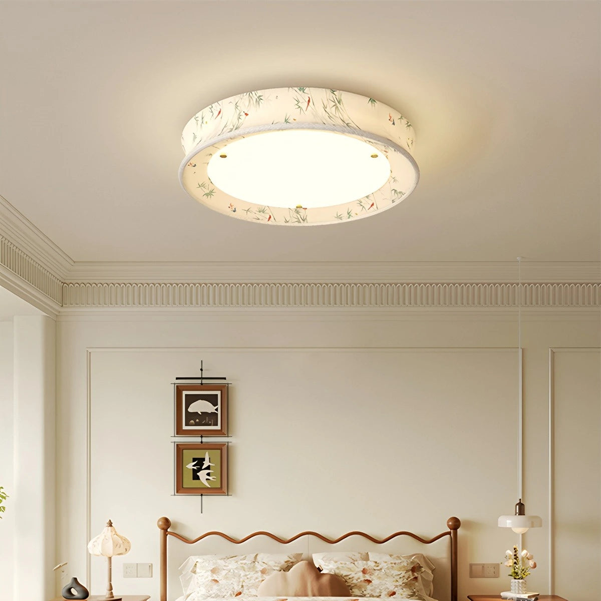 Antizer Retro Fabric Printed Ceiling Lamp for Bedroom
