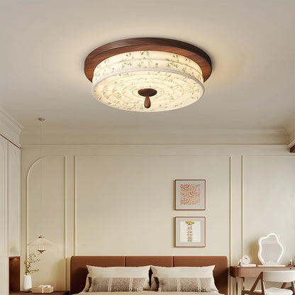 Antizer Walnut Color Fabric Ceiling Lamp for Bedroom