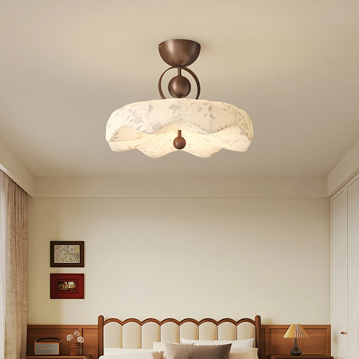 Antizer Flower Fabric Cover Ceiling Lamp for Bedroom