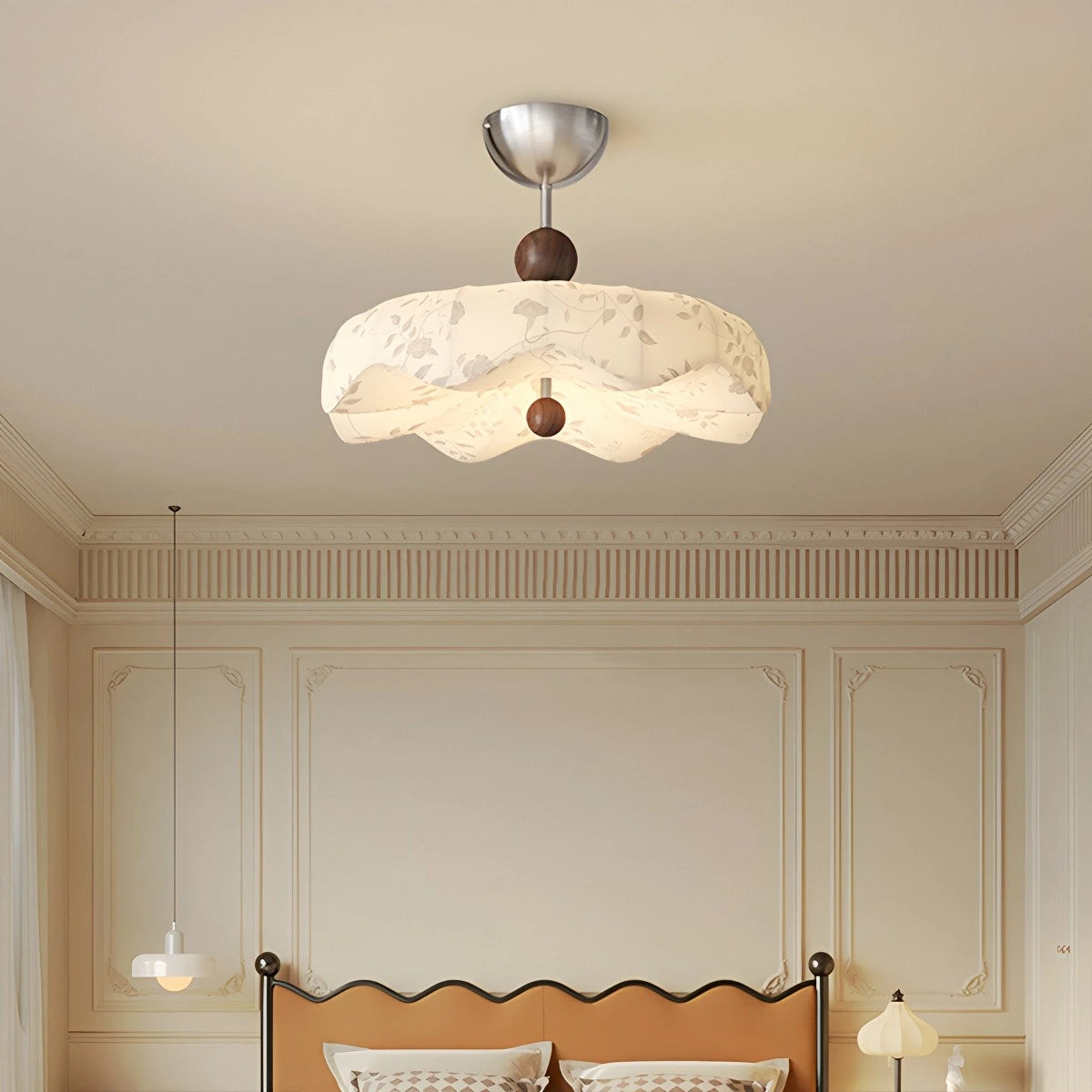 Antizer Flower Fabric Cover Ceiling Lamp for Bedroom