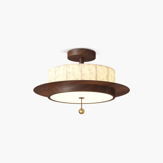 Fabric Walnut Color LED Ceiling Light & Pendant Lamp