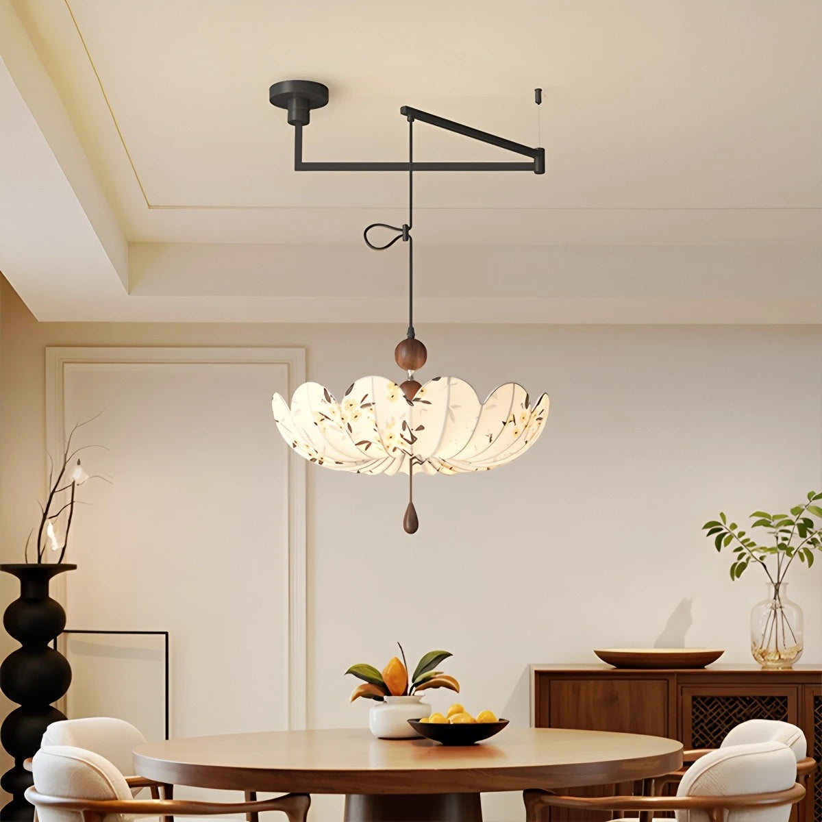 Antizer Floral Fabric Pendant Ceiling Light for Dining Room