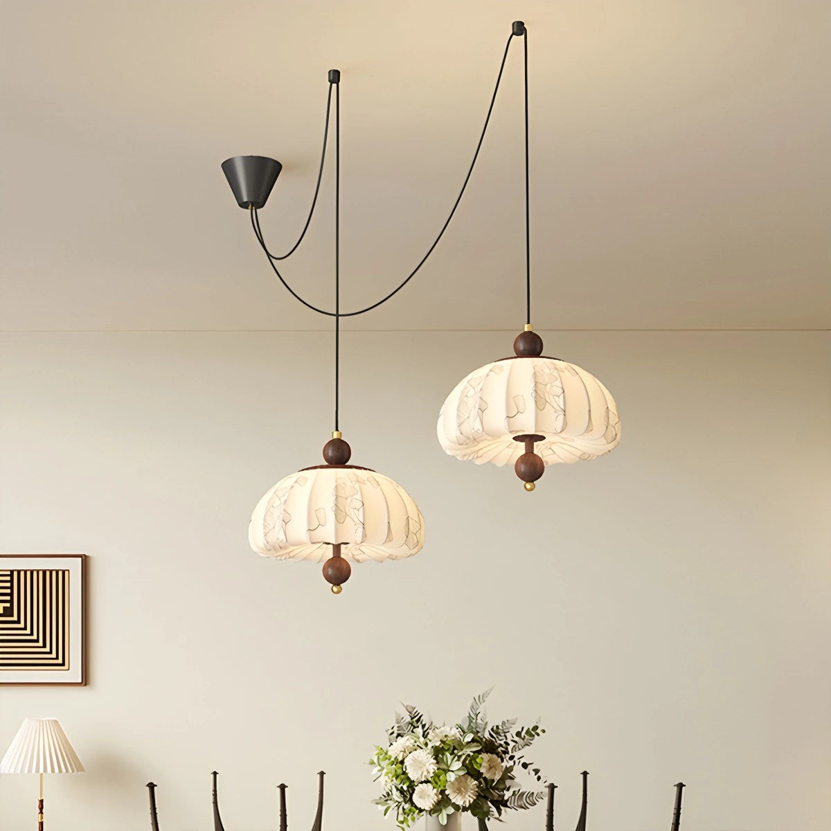 Antizer Displaceable Fabric Pendant Lamp for Dining Room
