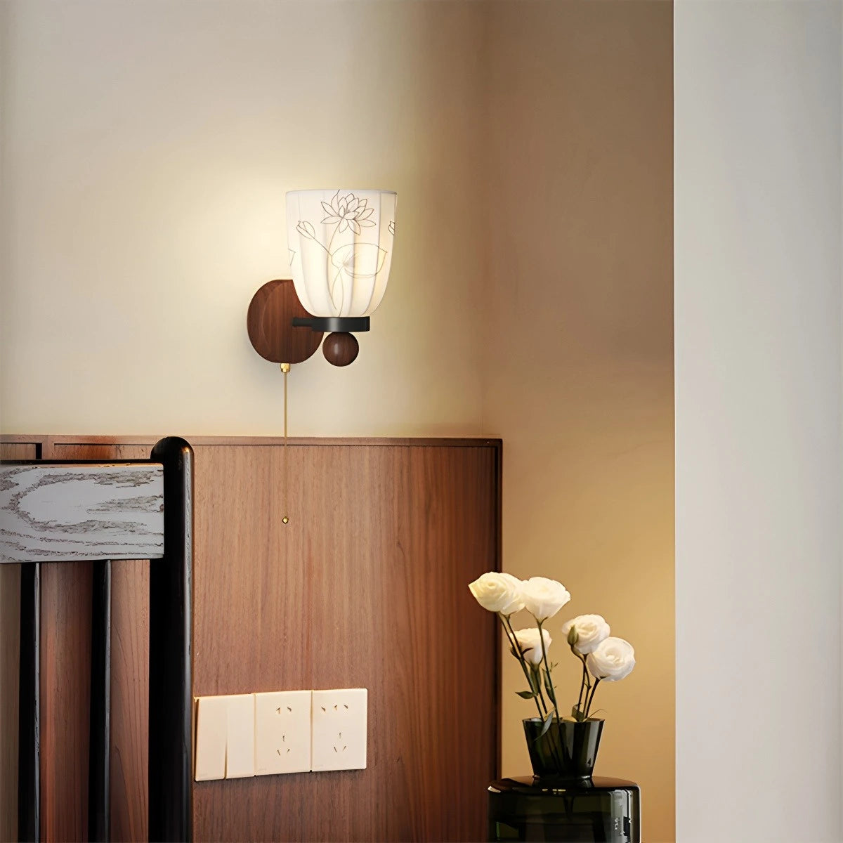 Antizer French Retro Fabric Wall Lamp for Bedroom